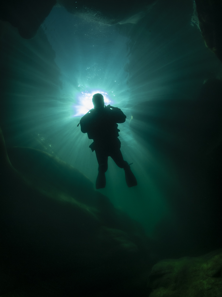 Diver in sunlight