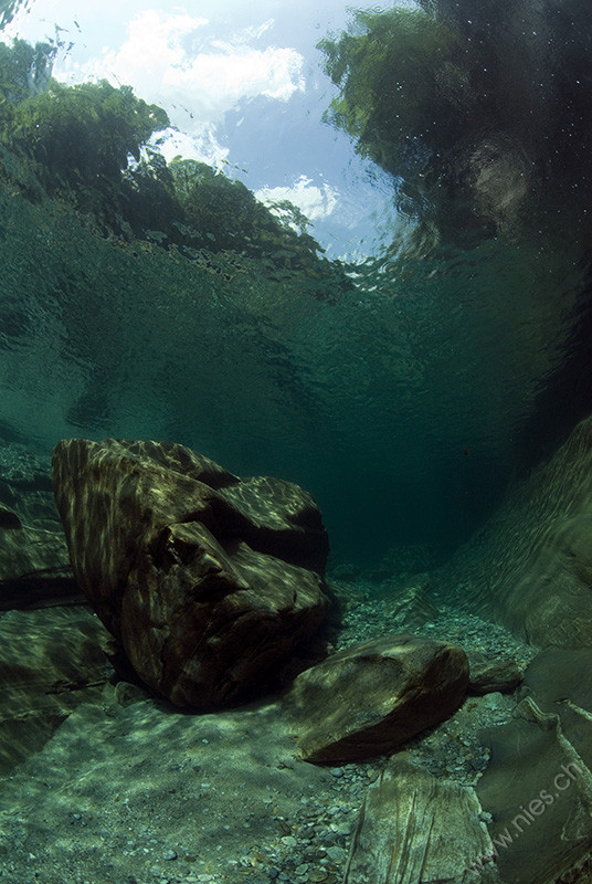 Rock formations and water surface