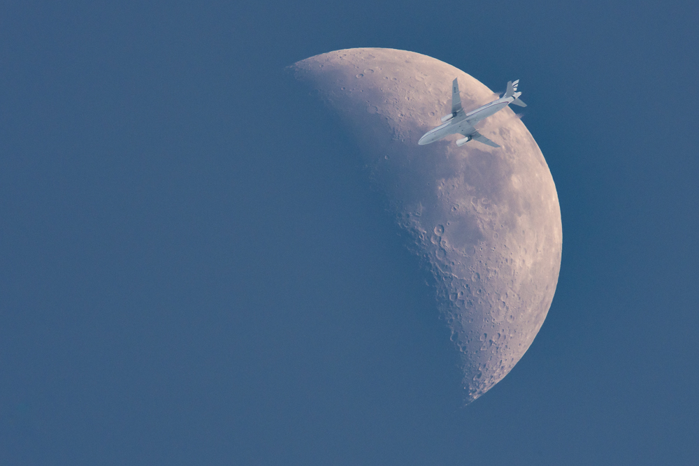 Aircraft in Front of the Moon