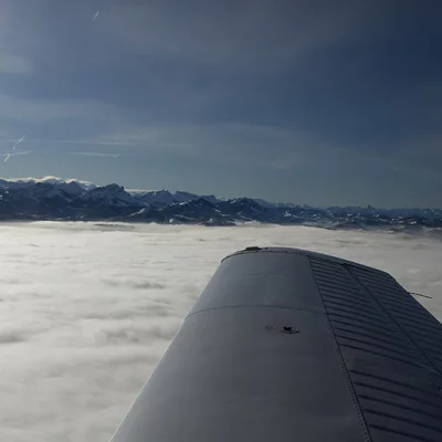 Flying above fog sea