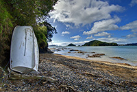 Strand von Paihia mit Boot