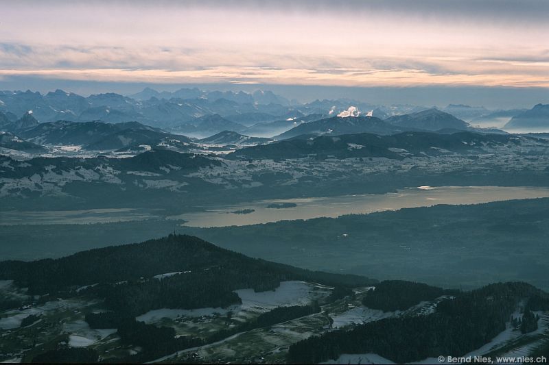 Bachtel, Lake Zurich and the Alps