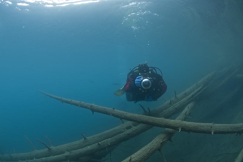 Diver with camera