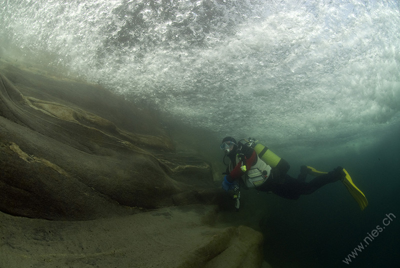 Underneath waterfall