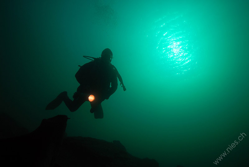 Diver with torch