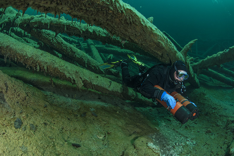 Diver with Sidemount Tanks