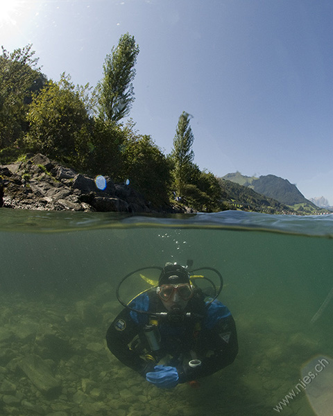 Split view with diver