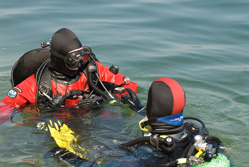 Two divers in water