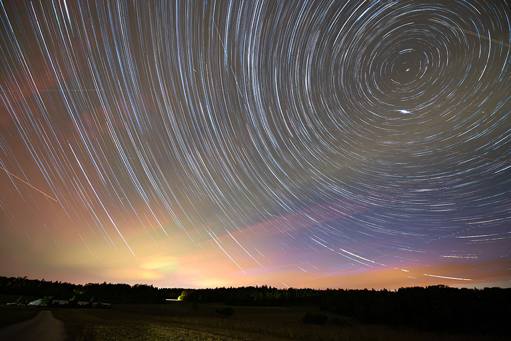 Star trails with light pollution