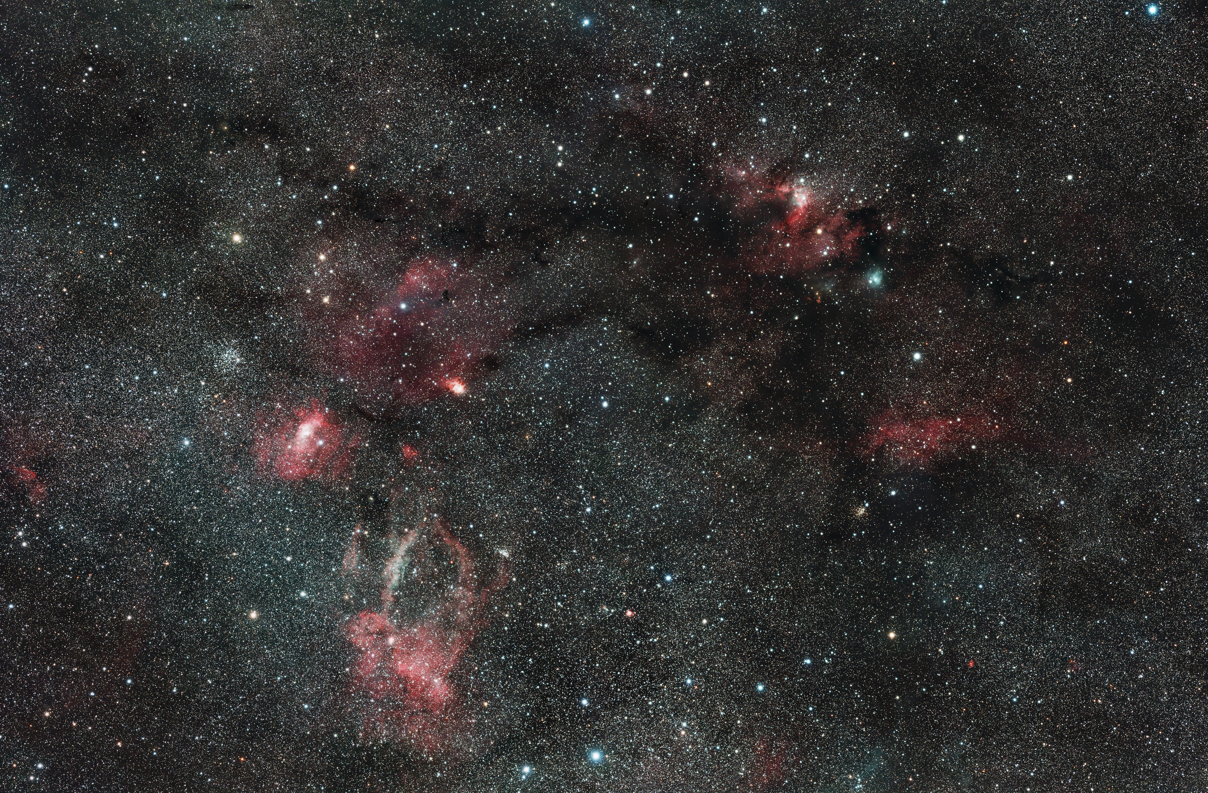 M 52, NGC 7635, Sh 2-155, Sh 2-157