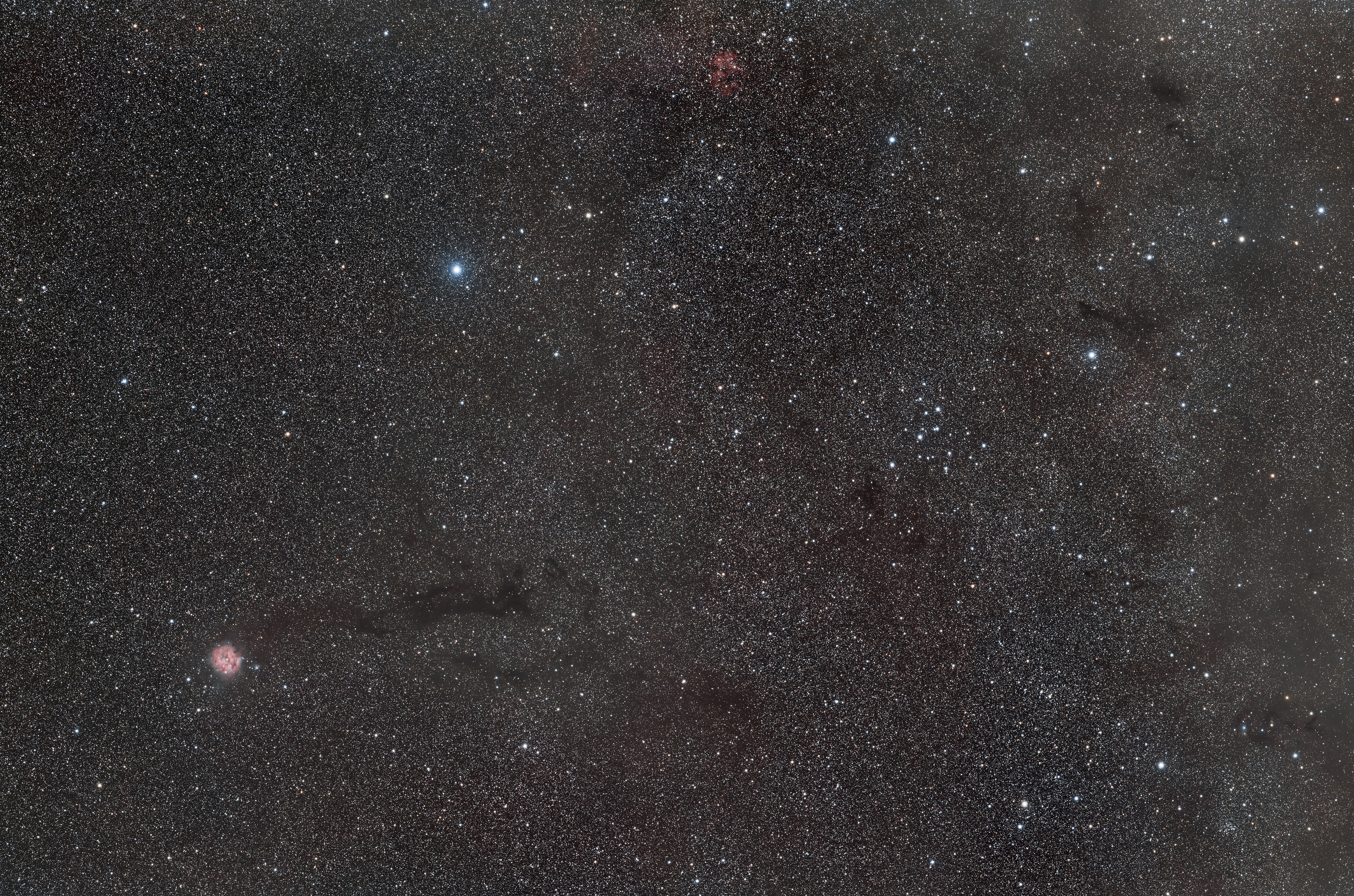 Cocoon Nebula IC 5146 with dark cloud Barnard 168 and open cluster Messier 39; Nikkor AF-S 300mm 1