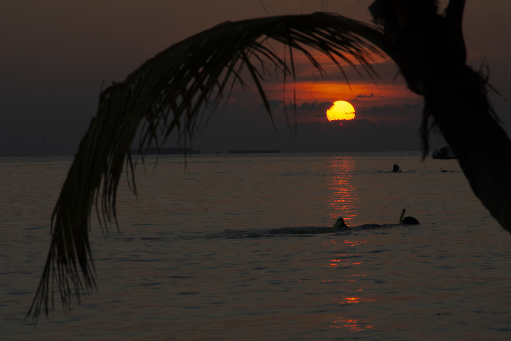 Sonnenuntergang mit Schnorchler