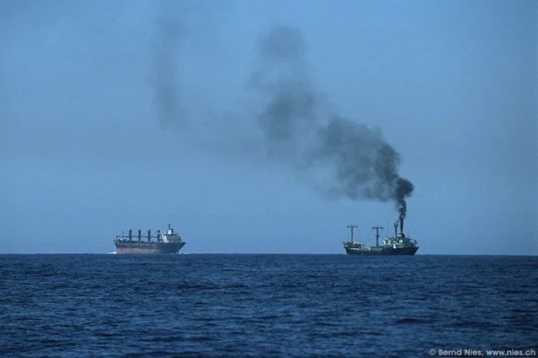 Cargo ships with smoke