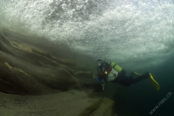 Underneath waterfall