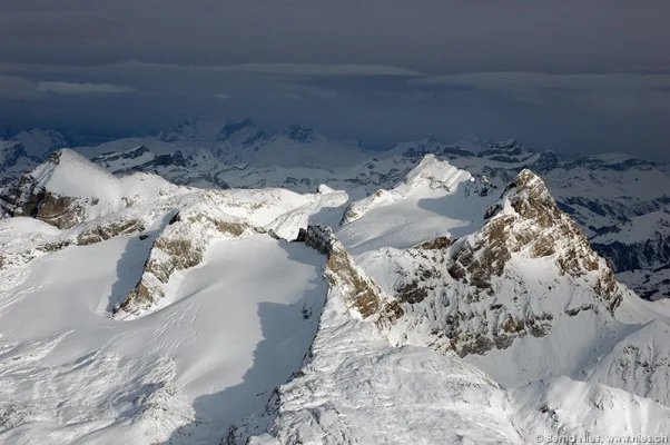 Mountain summits in sunset light