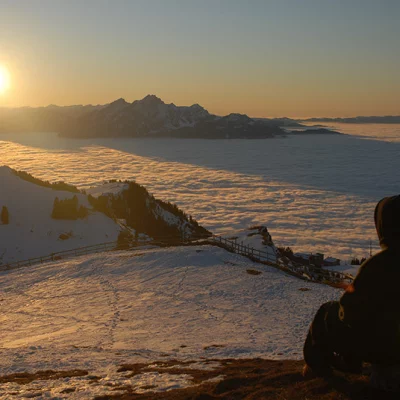 Rigi Nebelmeer und Sonnenuntergang