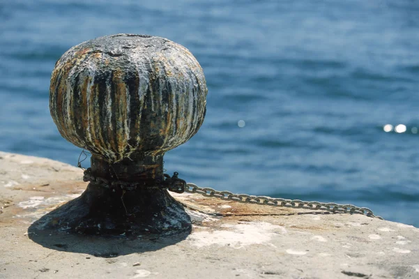 Bollard in the port