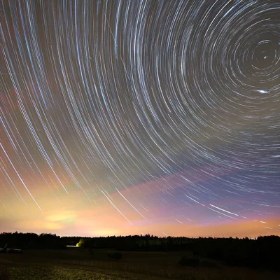 Star trails with light pollution