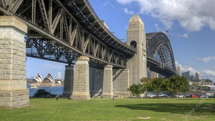 Opera house with harbor bridge