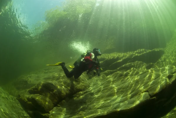 Diver in sunlight