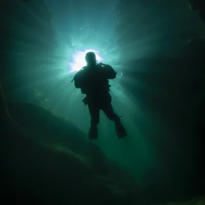 Diver in sunlight