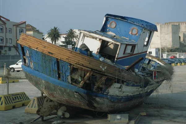 Shipwreck in port